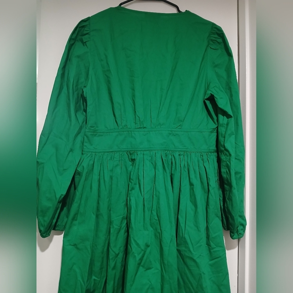 J. Crew Vibrant Kelly Green Long Sleeve Poplin Dress - Picture 16 of 16